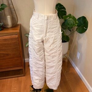 Vintage Retro Serac White Textured High-Waisted Ski Snowboard Pants - Size 10